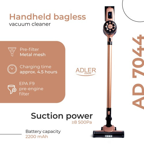 ADLER Cordless Handheld Bagless Vacuum – 40 Min Run Time