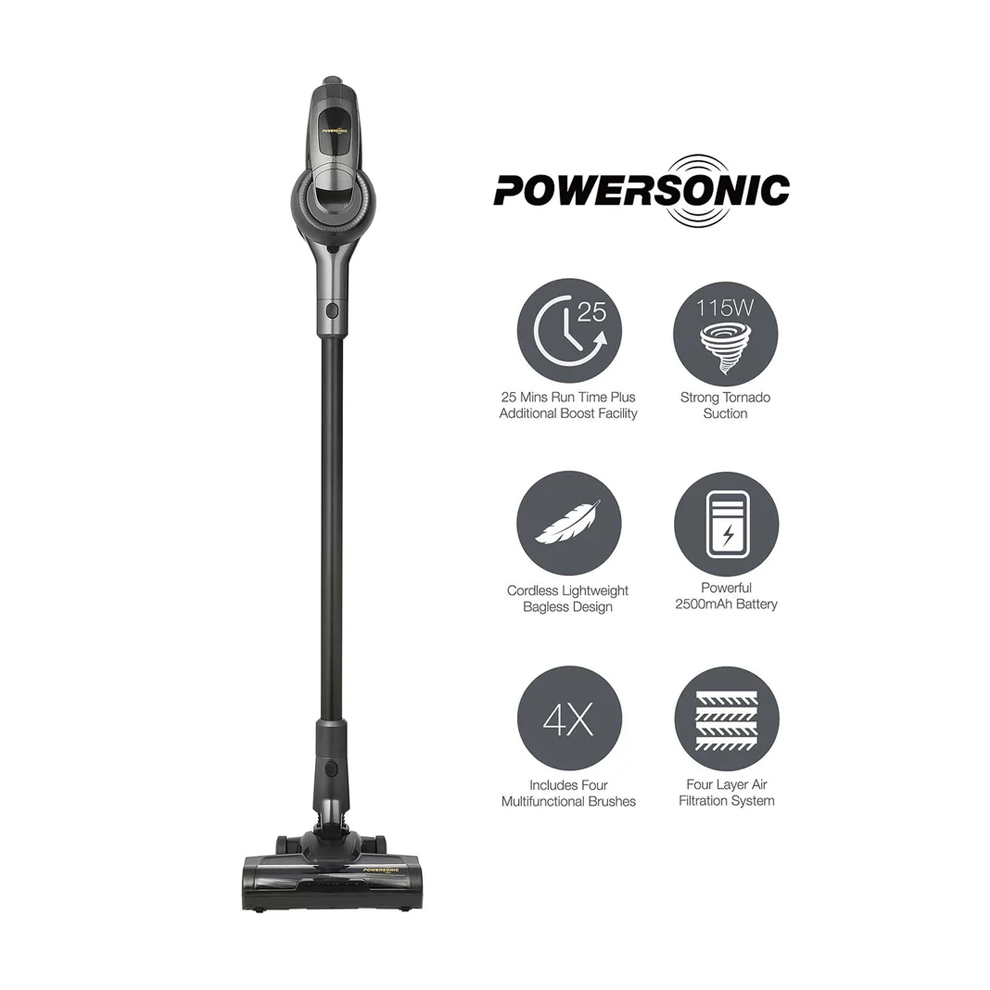 POWERSONIC Cordless Vacuum Cleaner – Gunmetal & Gold