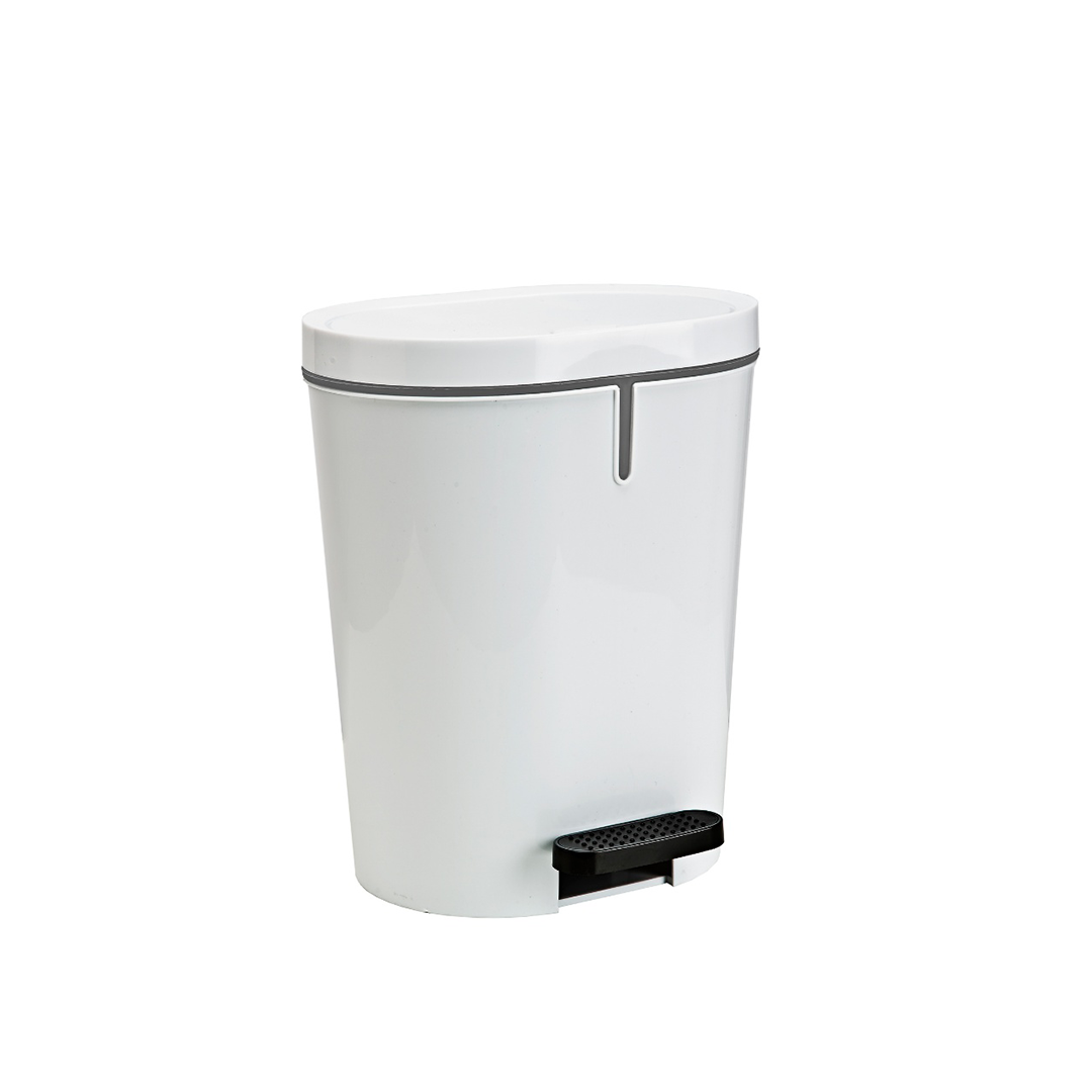 Oval White Plastic Pedal Bin — 25 Ltr